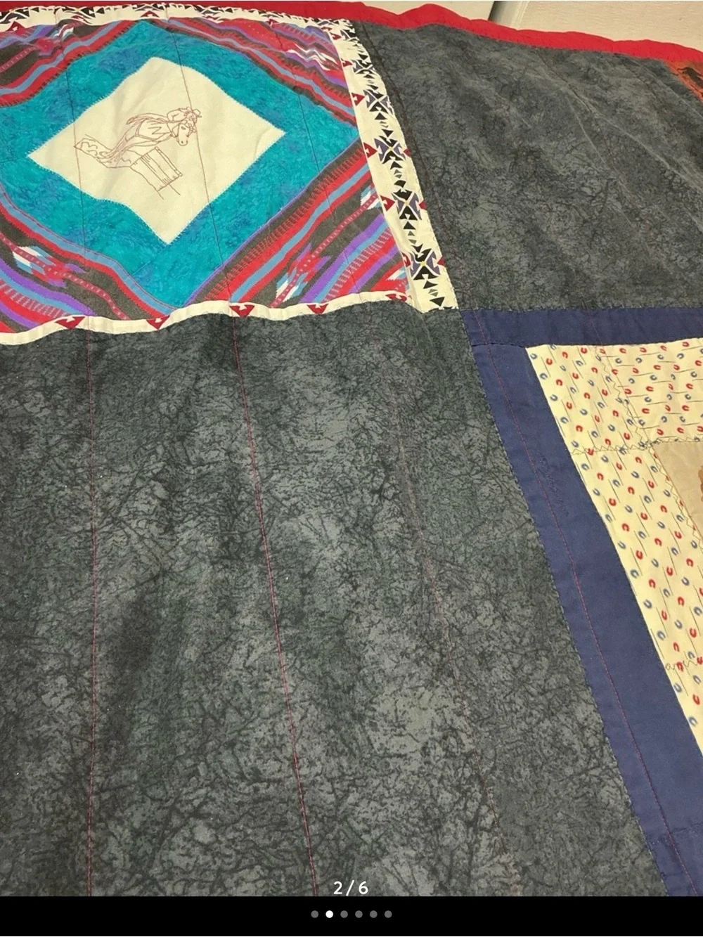 Handmade Western Patchwork Quilt - Black and Red